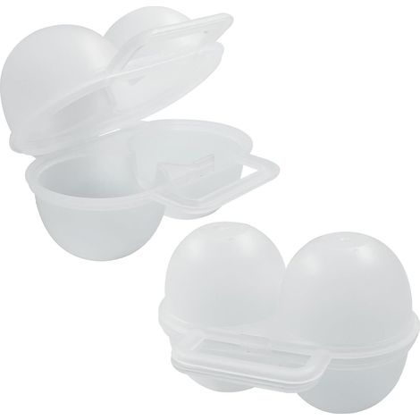 Eieraufbewahrungsboxen (2er-Pack), doppelwandiges Design, praktisch und tragbar, aus PP-Material, geeignet für Outdoor-Aktivitäten wie Picknicks und Schwimmen.