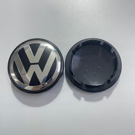 Jeu de 4 enjoliveurs/emblèmes de roue Volkswagen « R » ou GTI noirs (convexes) 76 mm