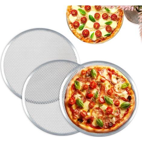 Lot de 3 Grille à Pizza 33 CM, Plaque à Pizza en Aluminium, Plat Pizza Rond pour Pizza, Grille de Barbecue (1/5)