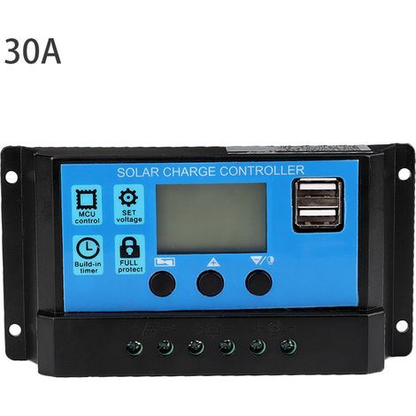 Contrôleur de charge solaire automatique 30A 12V 24V, contrôleur PWM (30A) (1/5)