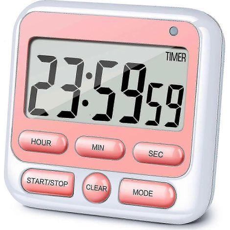 Minuteur de cuisine numérique avec interrupteur d'alarme silencieuse/sonore, horloge 24 heures et fonction de mémorisation de l'alarme. (1/2)