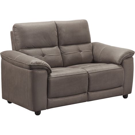 ALMEIRIM - Canapé Fixe 2 Places Tissu Gris Foncé Pieds Bois (1/2)