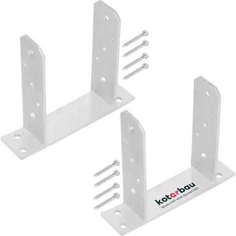 KOTARBAU® 2 Pièces Support Poteau Bois - à Visser - TT - Acier Galvanisé - 140 mm - Argent - Pied de Poteau - Fixation Robuste - Embase (1/5)