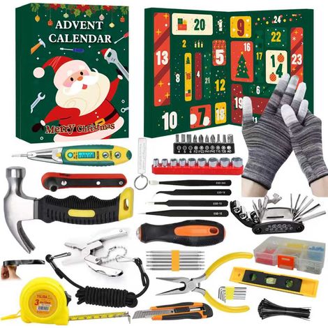 Calendrier de l’Avent kit de survie, coffret surprise 24 jours Noël, outils tactiques extérieurs pour camping randonnée, boîte mystère accessoires urgence, cadeau original pour aventuriers et amateurs