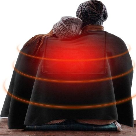 Couverture Chauffante USB, 150 x 80cm,Couverture Électrique , avec 3 Niveaux de Chauffage, Portable,Lavable en Machine,noir
