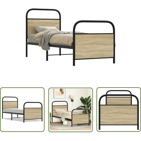 vidaXL Cadre de lit sans matelas 75x190cm chêne sonoma bois ingénierie (1/5)