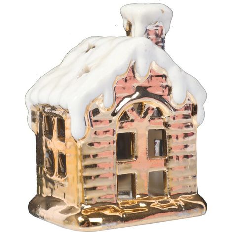 Casa in ceramica con lanterna portacandele natalizia, 9 cm (1/2)