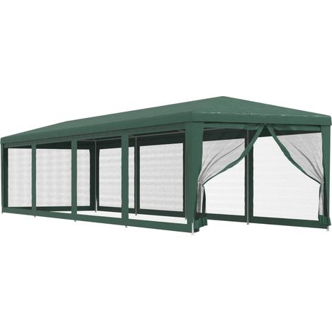Maison Exclusive - Partyzelt mit 10 Mesh-Seitenwänden Grün 3x12 m