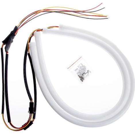 Lot de 2 bandes LED blanches de 45 cm pour phares et feux de jour (DRL) à tube ambre 12 V CC. (1/5)