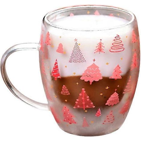Voici une proposition de titre produit en français (190 caractères maximum) :
Mug en verre double paroi rose décoré d'un sapin de Noël, parfait pour boissons chaudes et froides, cadeau festif. (1/4)