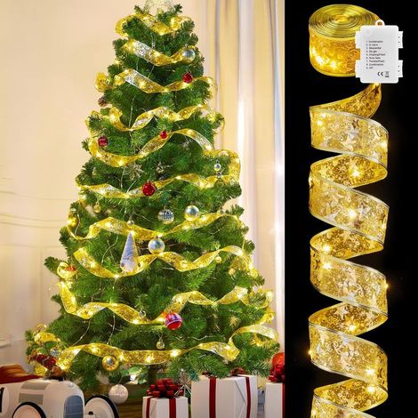 Guirlande lumineuse en ruban pour sapin de Noël, 100 LED de 33 pi, jaune (1/5)