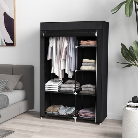 armadio contenitore 103 cm 6 ripiani salvaspazio nero OKMYHOME (1/5)