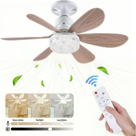 Ventilateur de plafond LED tricolore, six pales, éclairage de plafond à intensité variable, trois vitesses réglables, culot E27, 40 W, 52 cm (1/5)