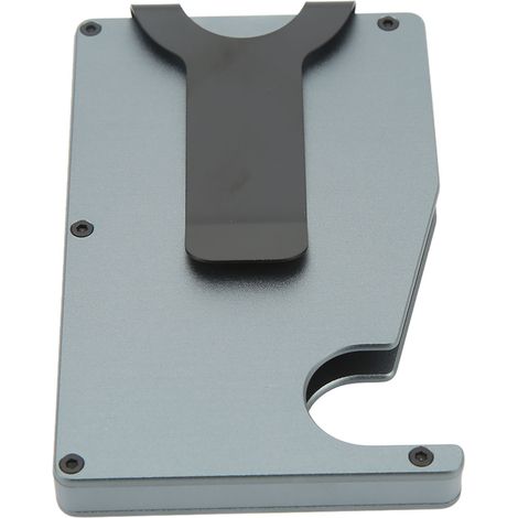 Porte-cartes en alliage d'aluminium gris, boîtier anti-magnétique anti-vol, à éjection automatique pour cartes de crédit (1/5)