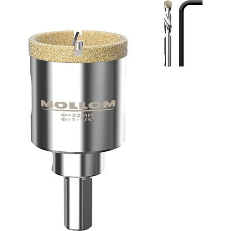 1-1/4" (32mm) Scie trépan diamantée avec 2 forets pilotes (1/5)