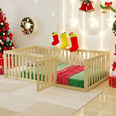 struttura letto 90x200 con porta e recinto naturale OKMYHOME (1/5)