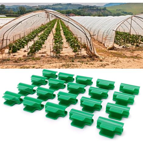 QAZQA Pince de Couverture Vegetale, 20 Pices Pinces de Film en Plastique Serre Plante Couverture de Film Clip de Boucle pour Plantes Film Fixe 11mm Tube Rond (1/5)