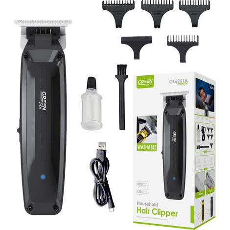 Tondeuse à cheveux rechargeable GREEN LYCA GL69618, lavable, avec 4 peignes réglables pour une coupe précise