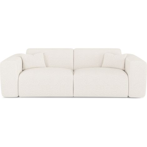 Canapé convertible express dunlopillo 160cm 4 places en tissu bouclette crème MYRA (1/5)