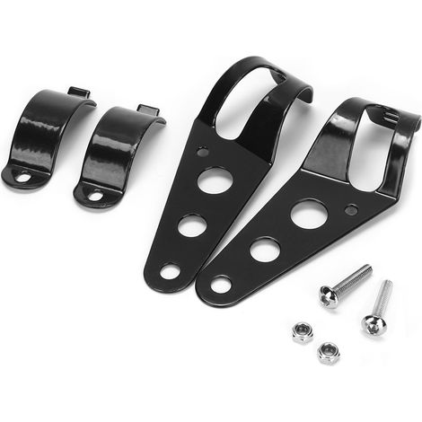 Support de Phare Moto en Acier Inoxydable Noir - Porte-Lampe 3,8-5 cm, Grande Taille (1/5)