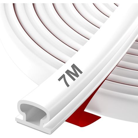 Joint de Porte Autocollant en Caoutchouc - Bande d'Étanchéité avec Isolation Phonique, Efficacité Énergétique, Résistance aux Intempéries, pour Fenêtres, Portes d'Entrée & Intérieurs, 7m Blanc (1/5)