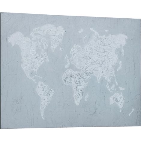 Stampa su Tela Mondo 120x90 cm in Legno di Pino Grigio e Bianco (1/5)
