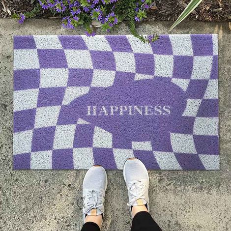 Tapis de cuisine à damier lavable, tapis d'entrée antidérapant pour la maison, le restaurant ou le bureau, violet (1/5)