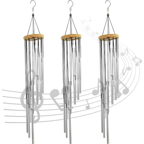 3pcs Carillon à Vent de Jardin,12 Tubes Carillons éoliens en Métal,55cm Bells Carillon éolien Cloches pour Extérieur,Décoration de la Maison (1/5)