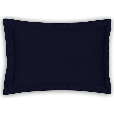 Housse de coussin de luxe 50 x 70 cm bleue - Bambou et satin de coton - Qualité supérieure 400 TC - Hypoallergénique et régulateur de température - Volant plat 5 cm - Taie d'oreiller 50 x 70 (1/5)