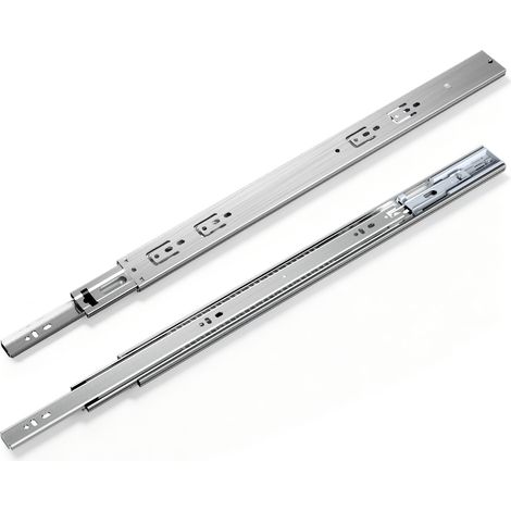 Randaco 1 Paar Schubladenschienen 550 mm Vollauszug, 3-teilig, Softclose mit Selbsteinzug, 45 kg Tragkraft, Schubladenauszug aus Stahl (1/5)