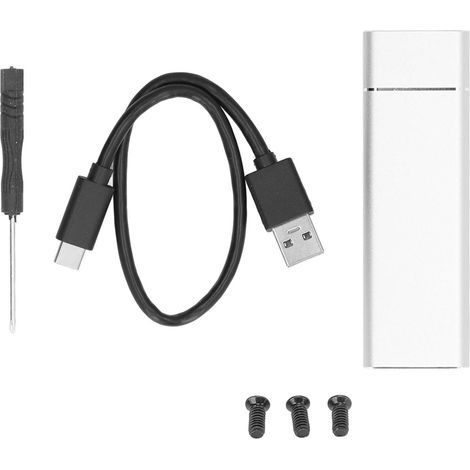 USB-C-SSD-Gehäuse M.2 NGFF High Speed Transfer USB 3.0 5 Gbit/s USB 3.1 10 Gbit/s Typ C Metall-SSD-Gehäuse für Computer Silber (1/5)