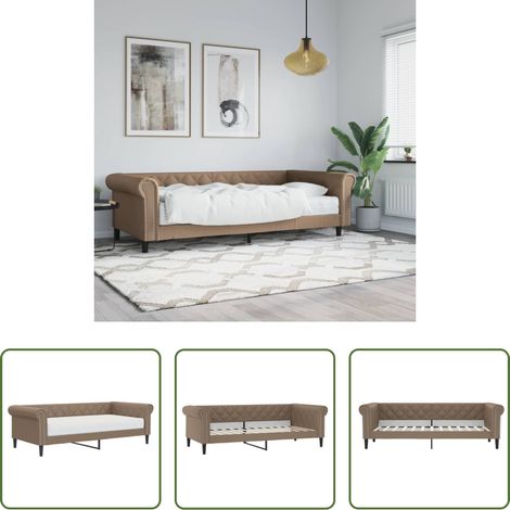 vidaXL Schlafsofa - Tagesbett mit Matratze Cappuccino 90x200 cm Kunstleder (1/5)
