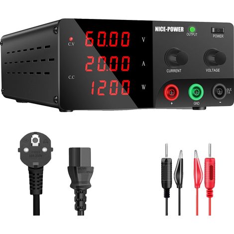 Alimentation DC réglable, contrôle de tension de précision, performance stable, 60V 20A, 220 V (1/2)