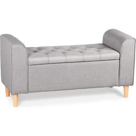 Banc coffre Winnie Tissu Gris clair