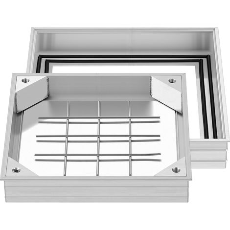 Mophorn Tapa de registro con marco, 300 x 300 mm (11,8 x 11,8 pulgadas), diseño empotrado e invisible, ideal para acceso a fosas sépticas, cubierta de inspección de canal de drenaje integrada (1/5)