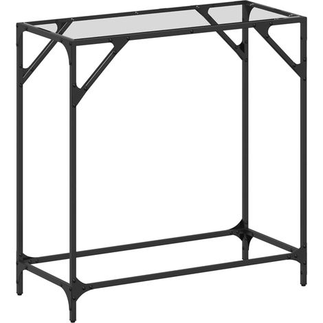 Table console，Table d'appoint，Bout de canapé，Meuble d'entrée avec dessus en verre transparent 80x35x81cm acier