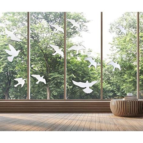 Autocollants anti-collision pour oiseaux de fenêtre, protection de porte en verre et sauvez les oiseaux, réflexion, 12 Pcs, Dégager (1/5)