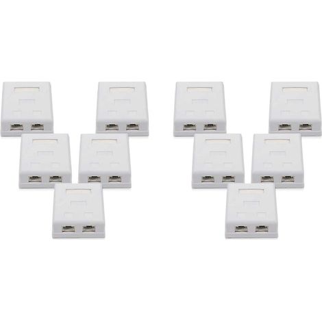 Lot de 10 RJ45 Network Douille, Shielded Surface Mounted Double mur Douille avec CAT6A Ethernet LAN câble Port (1/5)