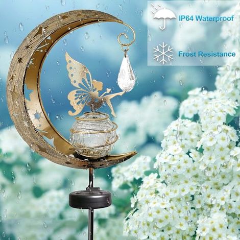 HOXILEELEO - Lampe solaire d'extérieur, décoration de jardin féerique, éclairage solaire pour jardin, lampe solaire LED pour pelouse, terrasse, balcon (1/4)