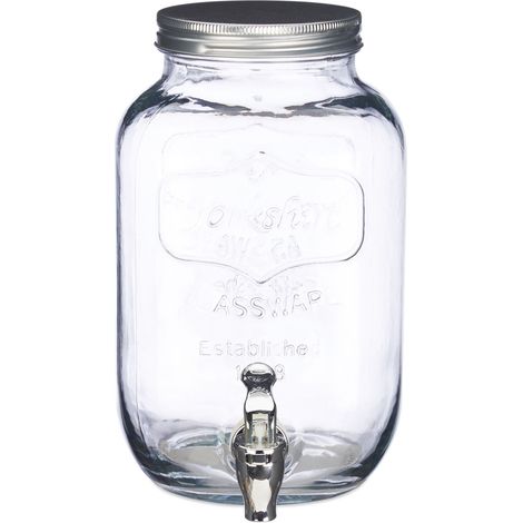 Dispensador de bebidas de diseño vintage 3,5 L para fiestas y cumpleaños de cristal transparente 130004196 (1/4)