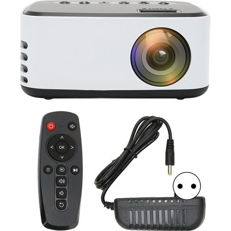 Mini Projecteur - 1080P - Wi-Fi Miracast DLNA - Pour Smartphone Tablette Ordinateur - 16 À 110 Pouces - 500 Lumen - ABS - Noir Blanc - 1 Pièce