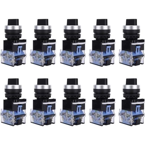 Confezione da 10 selettori rotativi autobloccanti 22 mm AC 440 V 10 A 3 posizioni On/Off Camma rotante per apparecchiature di macchine elettriche (1/4)