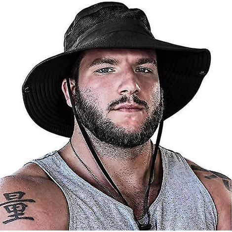 Chapeau de pêche et casquette safari avec protection solaire Noir (1/5)