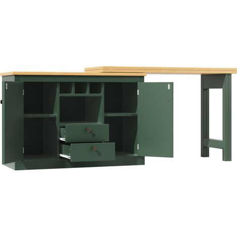 Mesa de bar extensible con almacenaje 120-180 x 40 x 76 cm MDF verde oscuro MODENUIT (1/5)