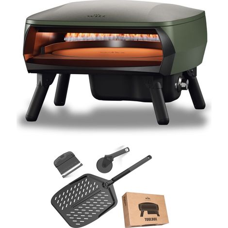 Witt PICCOLO Rotante 16"" Bundle Gas Pizzaofen rotierend 1 Brenner 7 kW Matt Grün 100001421