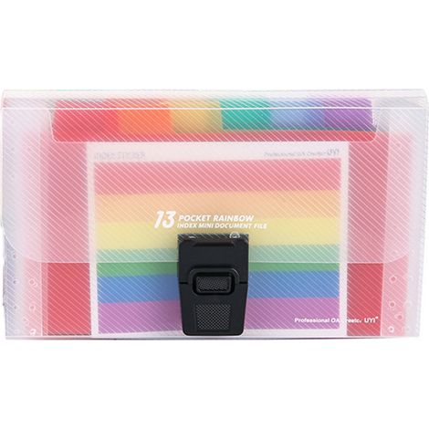1 chemise à 13 poches extensible de bureau, format A6, colorée, avec pochette pour documents