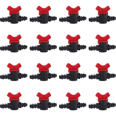 16-piece Irrigation Switch Valve, Irrigation Pipe Valve Switch, PE Plastic Garden Tap, Double Male Barb Tap, for Garden Lawn Irrigation, for 16 mm Hose MUMU