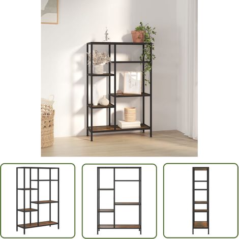 The Living Store Étagère à livres 80x30x120 cm Acier et bois d'ingénierie - Bibliothèque - Étagère - Meuble De Rangement - Rangement Intérieur - Mobilier (1/5)