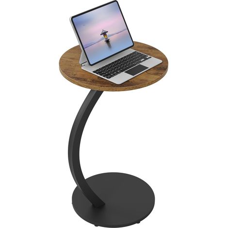 WOLTU Mesa consola sofá mesa de centro soporte en forma de C, efecto madera vintage