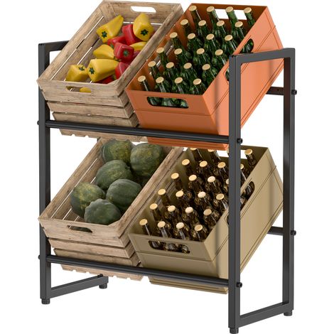 TolleTour Getränkekistenregal 71x32x80cm Für 4 Kästen Metall Getränkekistenhalter Mit Verstellbaren Füßen Schnellmontage 2 Stück